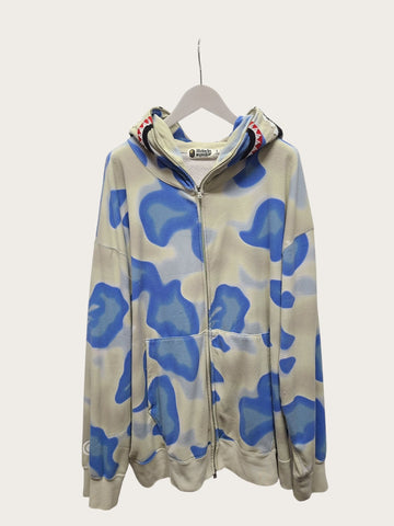 BAPE Blauer Liquid Camo Shark Relaxed Fit Hoodie Zip-Up 152324919