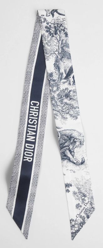 DIOR Toile de Jouy Sauvage ミニ スカーフ アイボリー & ネイビーブルー シルク ツイル 15JOU106I602_C545 127227031