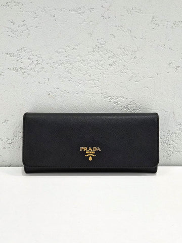 Prada Saffiano Leather Gold-Plated Black Long Wallet 1M1132 152426509