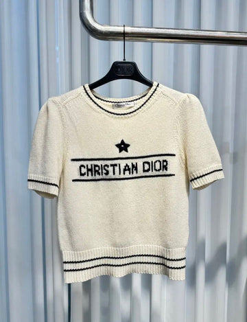 DIOR 40ショートスリーブセーターカシミヤウールニットエクリュ 152432537