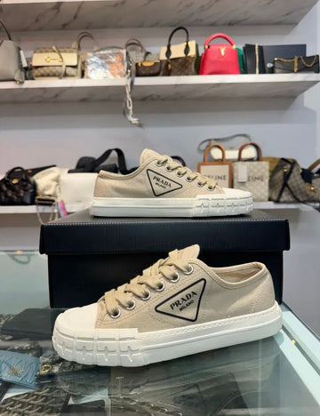 Prada Gabbardine Wheel Sneakers Beige 152433218