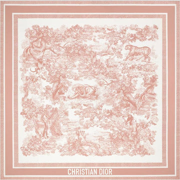 DIOR Toile de Jouy Sauvage 90 Quadrat-Schal Rosa Seiden-Twill 152437369