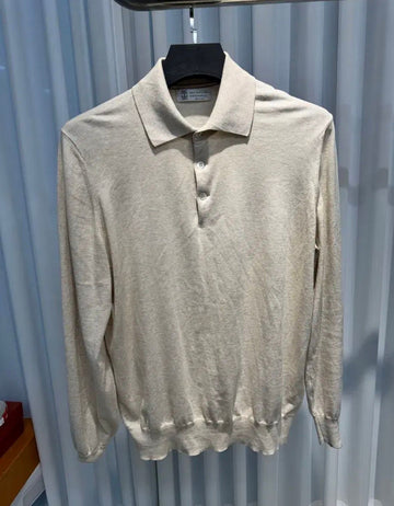 BRUNELLO CUCINELLI コットンジャージーロングスリーブポロシャツ 50 152445053