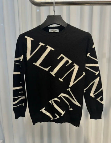 VALENTINO (限定版) XS ブラック ロゴ カシミア ニット セーター 152446188