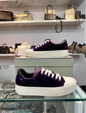 Tom Ford 35.5 W Purple Velvet Platform Sneakers 152446191
