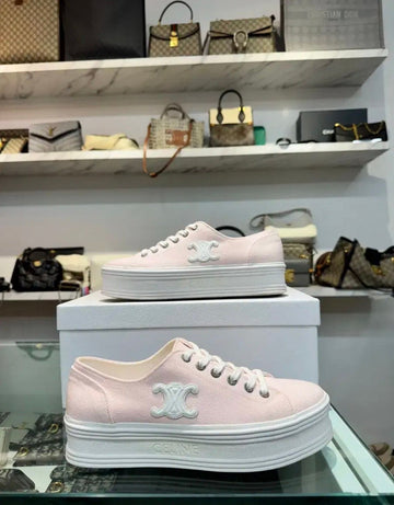 Celine Canvas & Calfskin Jane Low Lace-Up 37 (W) 152446706