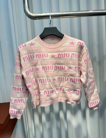 MIU MIU ジャカードロゴカシミヤセーター ペタルピンク MML551 152447952