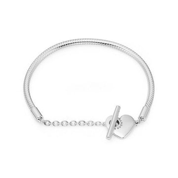 PANDORA Moment Herz T-Bar Snake Chain Silberarmband 599285C00 144702381