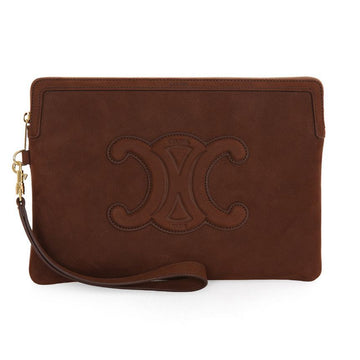 CELINE Clutch aus Nubuk-Leder in Chestnut 152536897