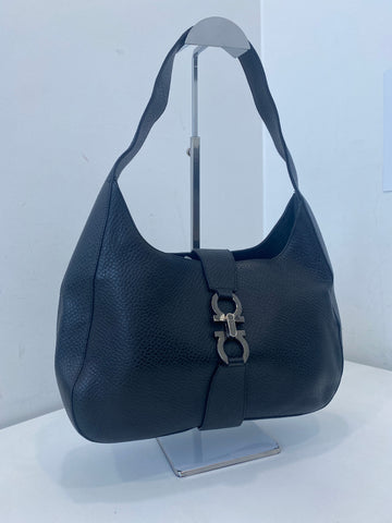 Salvatore Ferragamo Gancini Black Shoulder Bag 152537996