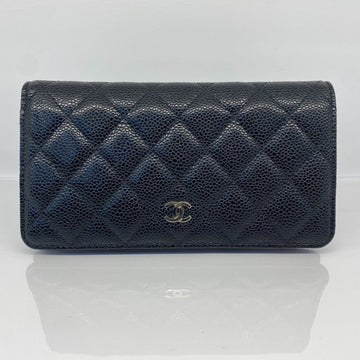 CHANEL キャビア フラップ シルバー 長財布 22番代 A31509 152543747