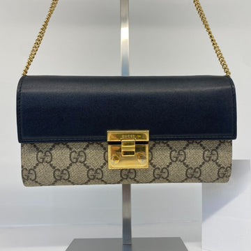 Gucci Paddle Lock Chain Long Wallet and Shoulder Bag Black 453506 152544167