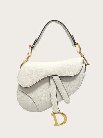 DIOR Saddle Mini Bag aus strukturiertem Leder in Weiß 152544175