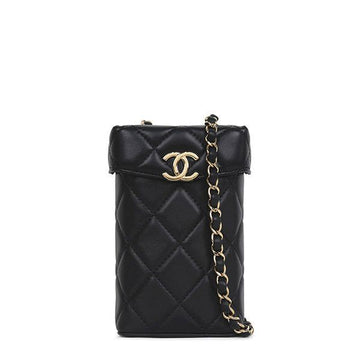 CHANEL Schwarze goldene Box Mini Ketten Tasche 33482697