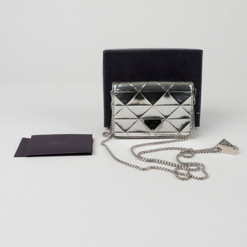 PRADA メタリック カードケース チェーン クロスバッグ 1MR028 152203487