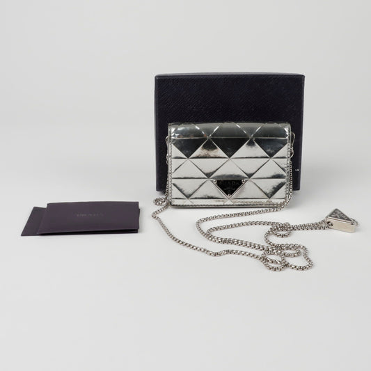 Prada Metallic Card Case Chain Crossbody Bag 1MR028 152203487 [P]