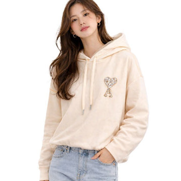 AMI Kristall Herz Kapuzen T-Shirt 268 67512987