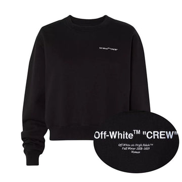 Off White Women's Cropped Crew Logo Lettering Sweatshirt Black 1001 150756497