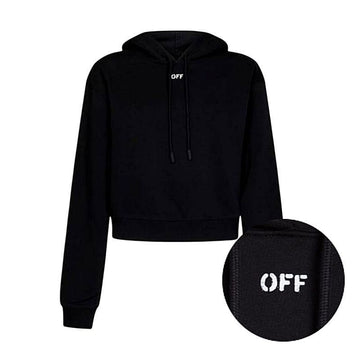 Off White Women Logo Crop Hoodie Black 100% Authentic 150719713