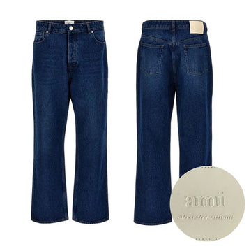 AMI Straight Men's Denim Pants with Logo Patch UTR440 DE0025 480 150303013