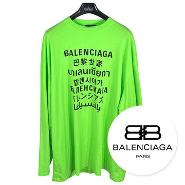 BALENCIAGA Herren Multi-Language Druck Langarm T-Shirt Neon Grün 641667 TJVI3 4162 150281167