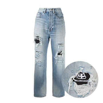 BALENCIAGA Feminine blaue gerade Denim Jeans 100% original 150266299