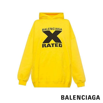 BALENCIAGA プリントロゴオーバーサイズメンズフーディイエロー 620973 TIVA8 1802 150221616