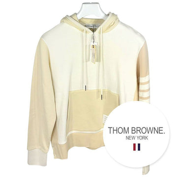 THOM BROWNE Männer Fun Mix Classic Loop Bag Engineer Tonal Streifen Hoodie T-Shirt Ivory 100% 150087786