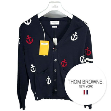 THOM BROWNE Herren Anker Intarsien V-Neck Baumwollcardigan Navy 149983523