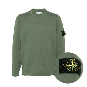 STONE ISLAND メンズワッペンパッチコットンニットスウェターTシャツカーキ 8015502B0 V0059 正規品100% 149869905