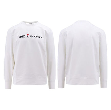KITON Männer Logo Crewneck Sweatshirt Weiß 100% Original 149869415