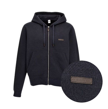 Berluti Leather Logo Patch Hooded Zip-Up Navy 100% Authentic 149625536