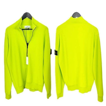 STONE ISLAND ワッペン パッチ ソフト コットン ニット ジップアップ ネオン グリーン 7615543B2 V0031 149084301