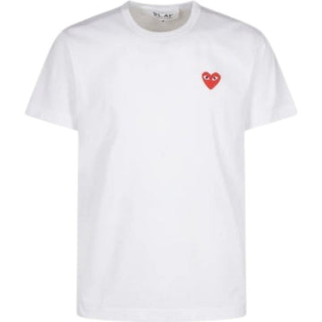 COMME DES GARCONS AX T108 051 2 Kurzarm T-Shirt mit rotem Patches Weiß 140188888