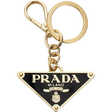 Prada Triangle Logo Keyring Black Gold 1PS057 66A F019F 140053532