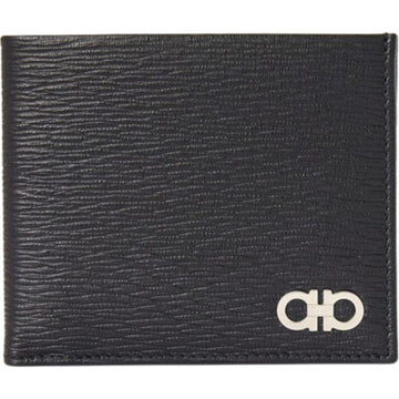 Salvatore Ferragamo 66 A063 NERO 0685956 Double Gancini Wallet Silver 136029788