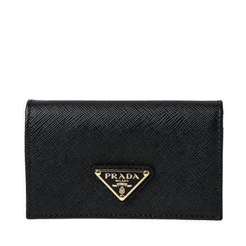 Prada Saffiano Triangle Logo Black Card Holder stamp: 1MC122 QHH F0002 121735915