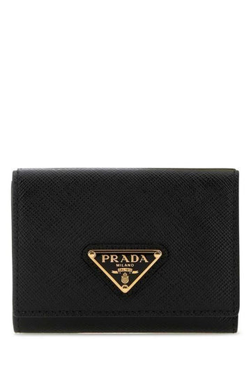 PRADA Schwarze Saffiano Dreieckslogo Damen Geldbörse 1MH042 QHH F0002 115029727
