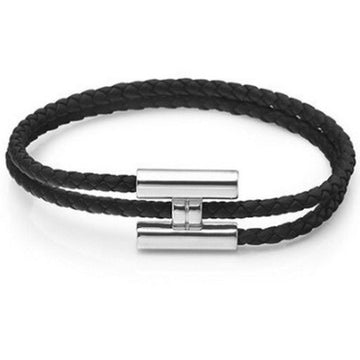 Hermes Tunis Tres H068406FP89 Black Silver Men's Bracelet T5 111246557