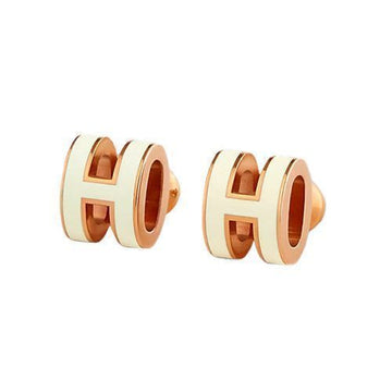 Hermes Mini Pop Ash Earrings H608002FO49 Rose Gold Blanc White 111032655