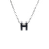 Hermes Mini Pop Hach Necklaces Palladium Noir H147992FP03 Black Silver 101430247 [P]