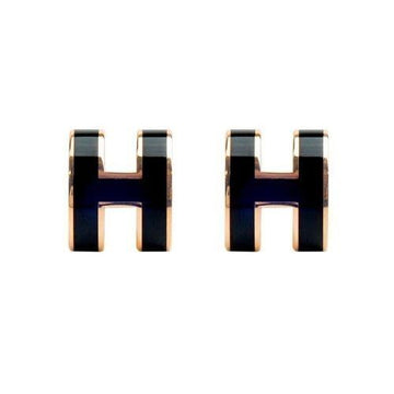HERMES Mini Pop-Ash Ohrringe H608002FO03 Roségold Schwarz 80408225