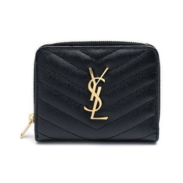 SAINT LAURENT Monogram Compact Geldbörse Gold 668288 BOW01 1000 30100390