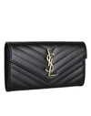 Saint Laurent Monogram Flap Long Wallet Gold Black 372264 BOW01 1000 30022013 [P]