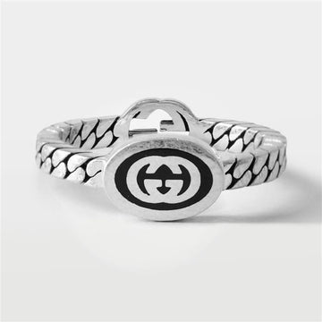 GUCCI Dünner Interlocking G Emaille Ring 3mm Silber 678654 J8410 8191 152530815