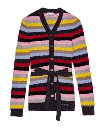 Ganni Multicolour Stripe Belt Cardigan K2325 999 151058554