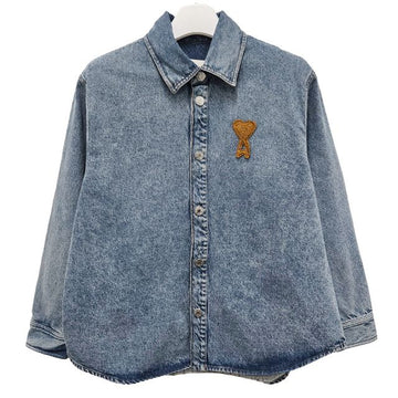 AMI Heart-Logo Baumwoll Over-Denim Shirt in Blau (gebrauchtes Blau) (UJK897 DE0046 480) 152750337