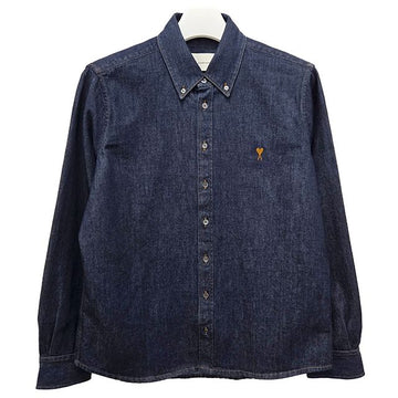 AMI Leichtes Denim Hemd mit Herzlogo in Indigo (USH786 DE0123 402) 152750344