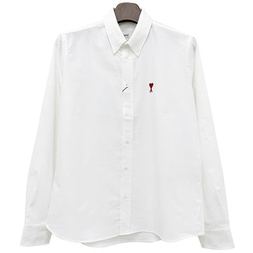 AMI Heart Logo Button Down Cotton Oxford Shirt 152750361