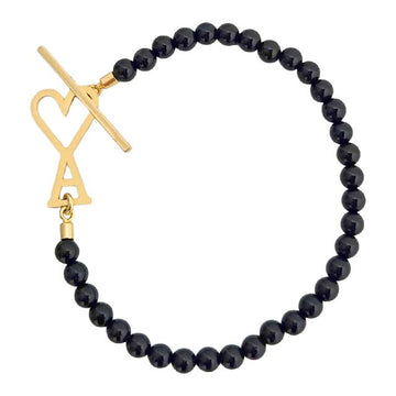 AMI Heart Logo Brass Summer Pearl Bracelet Gold (UJW457 HW0017 9022) 152750371